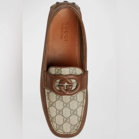 Gucci | Shoes | Gucci Mens Brown And Cream Slipon Loafers 